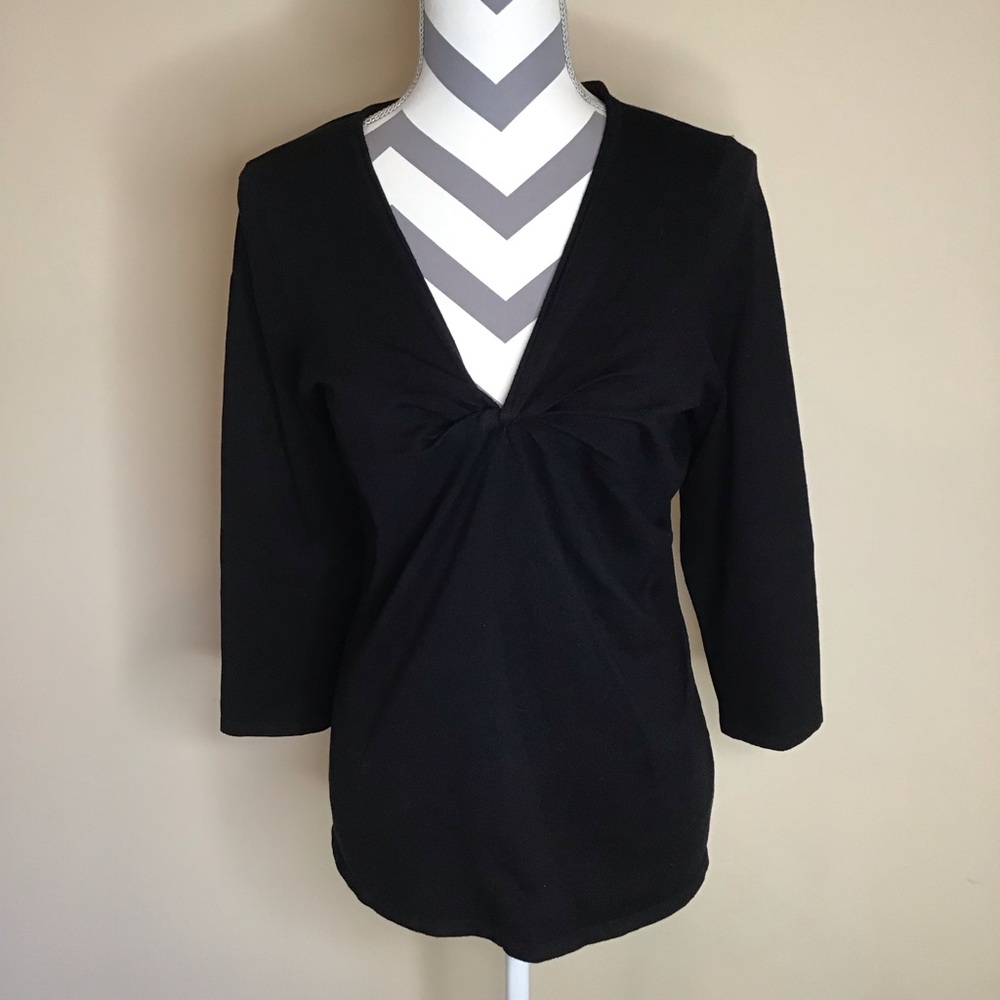 INC International Concepts Black V-neck Women's Sweater
